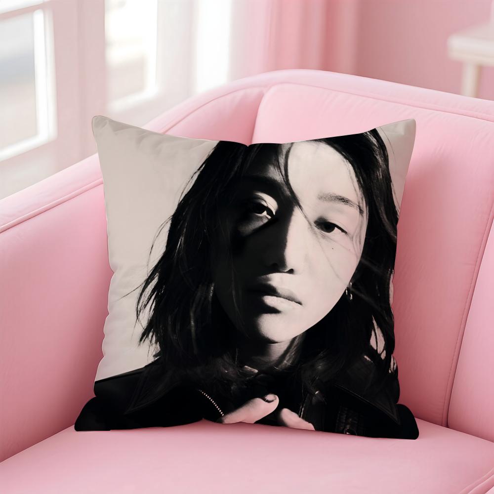 Kpop Style Hot Handsome Singer L-Loren Cushion Cover Pillowcase Short Plush Invisible Zipper Room Sofa Cushion Cover