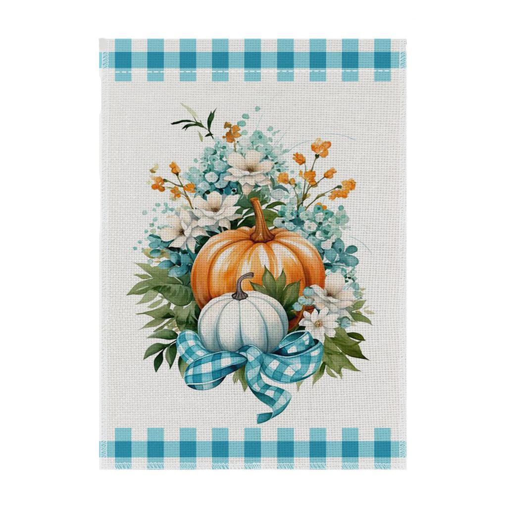 Thanksgiving Garden Flag 45x30cm House Door Decoration Seasonal Outdoor Yard Banner with Pumpkin and Leaf Design for Fall Holiday