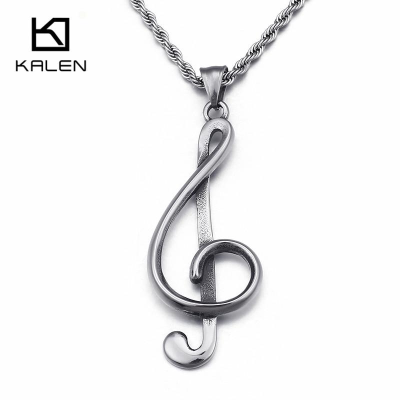 The Treble Clef G Musical Stainless Steel Pendant Necklace For Men Women Charm Chain Couple Jewelry