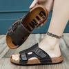 Mode Mode Lässige Leder Hausschuhe für Herren Retro Sommer Halbschlepper Klassische Lässige Strandsandalen Schnelltrocknende Wading Aqua Einfache Schuhe