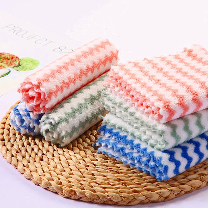 

20 шт. кухонных салфеток Coral Velvet Wave Design Салфетки из микрофибры утолщенные впитывающие салфетки бытовые чистящие салфетки набор 20pcs