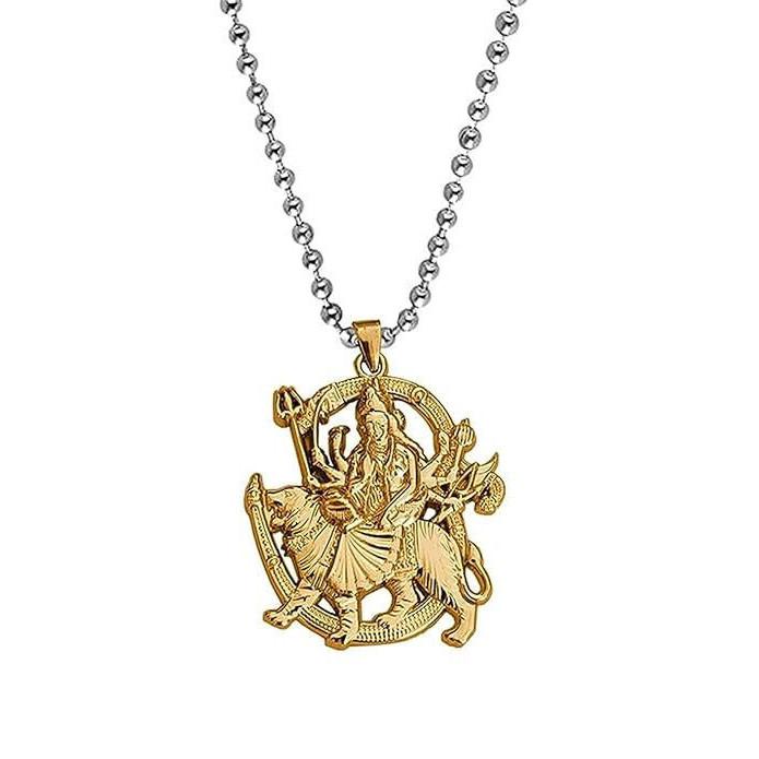 @ Indian Traditional Lord Sherawali Mata Pendant With Chain For Men Zr904-60%Off