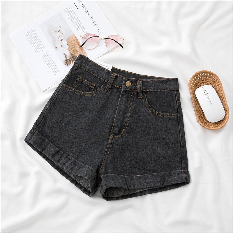 Women's A-line Rolled Hem Denim Shorts - Summer Thin Style, Influencer Fashion, Casual Wide Leg Hot Pants