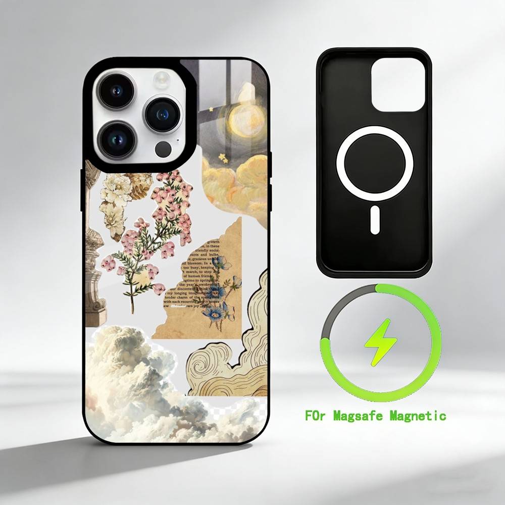 

M-Mosaic art painting Phone Case For iPhone 17 16 15 14 13 12 Pro Max Plus for Mirror Wireless Magnetic Cover iPhone17Pro