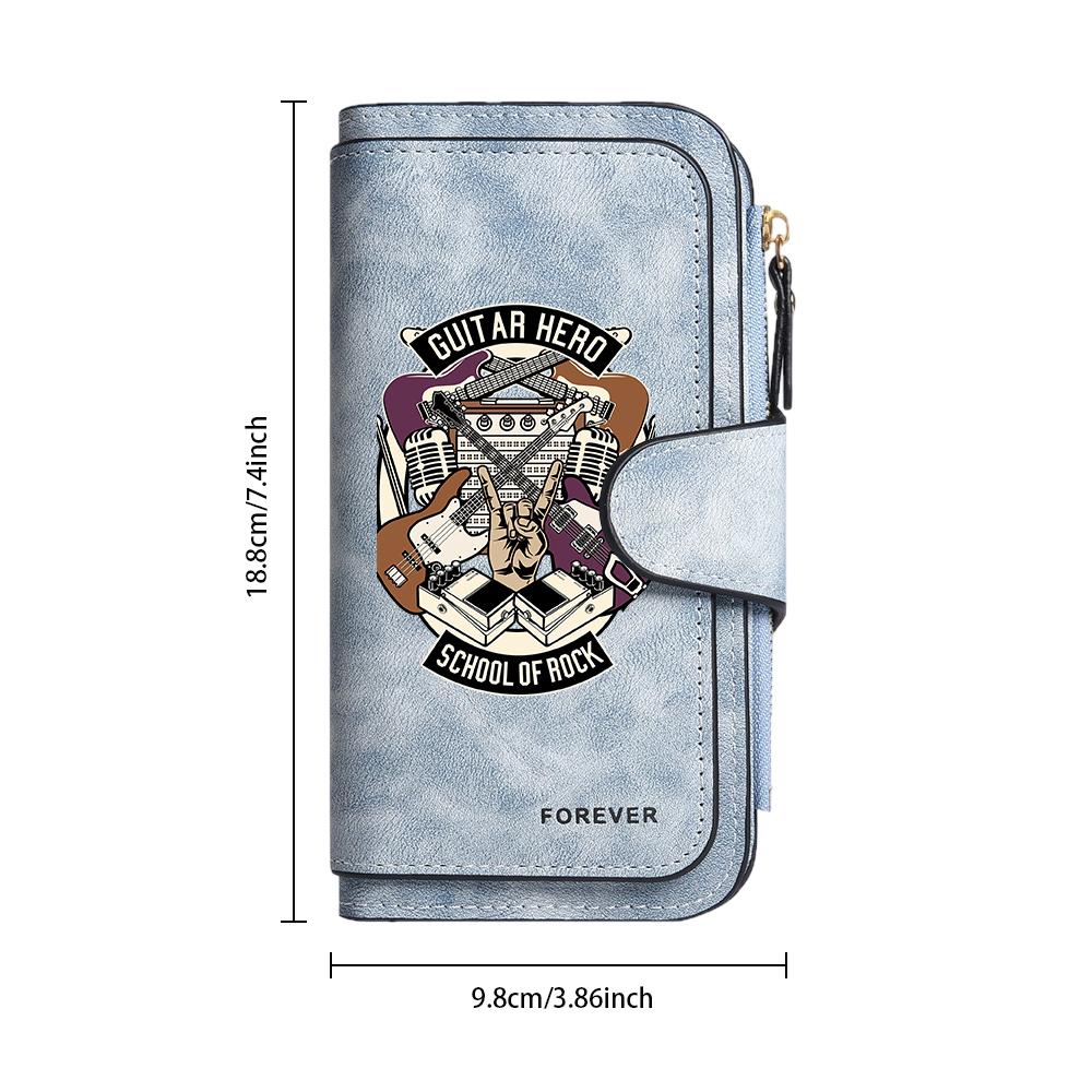 Guitar Hero Rock Print Wallet Retro Multi Card Storage Casual Daily Purse