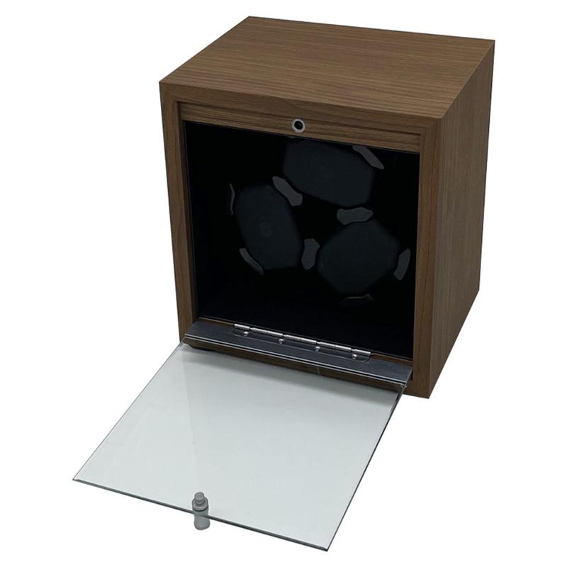 Заводная шкатулка для автоматических часов, коробка для хранения, пылезащитный корпус для механических часов, древесина черного ореха, безопасная коробка Mata, светодиодная подсветка