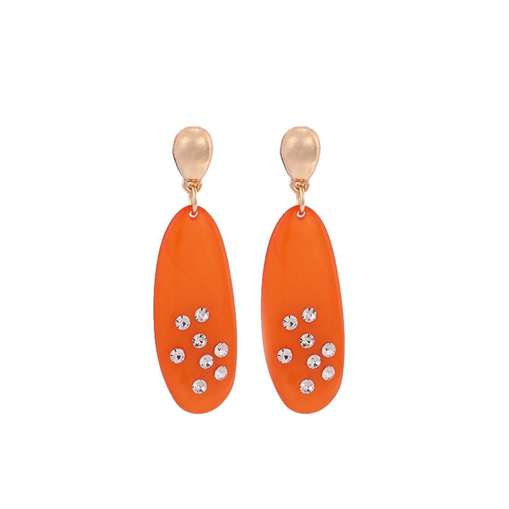 Exaggerated Long Oval Resin Dangle Earrings for Women Ladies Vintage Rhinestone Colored Water Droplet Earrings Jewelry Wholesale