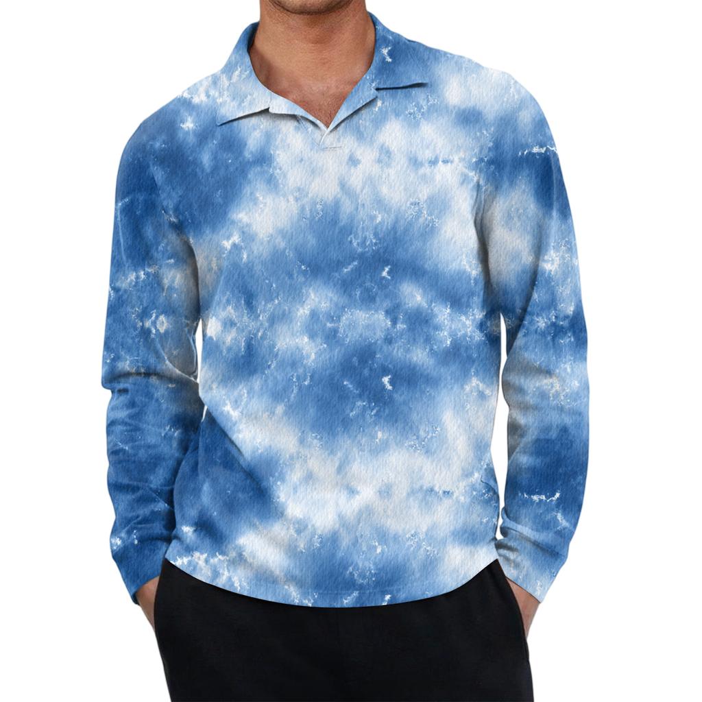 Men's Casual Retro Small V-neck Long-sleeved Top