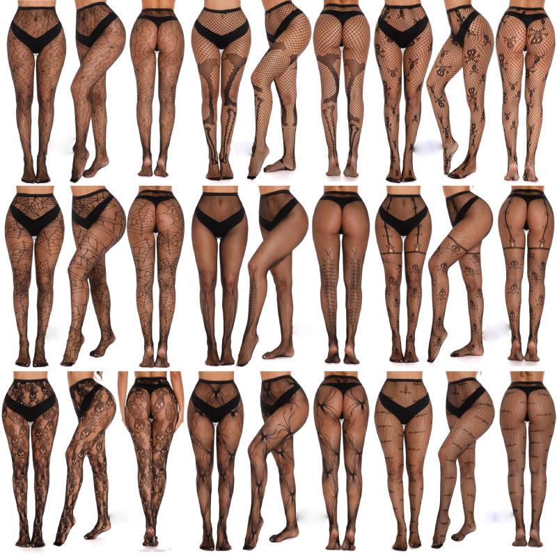 Halloween Mesh Stockings Set Featuring Adorable Skull Design For Young Adults**