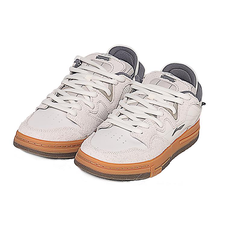 New LiNing Wei Wu PRO Pro Non slip Lightweight Low Top Skateboard Shoes Men's Gray White AECS077-1