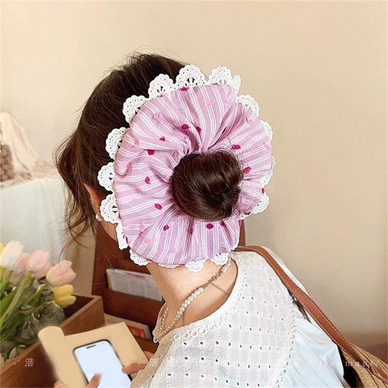 Lace Hair Rope Hair Bun Scrunchies Elastic Hair Rope Big Hair Scrunchy Heavy Duty HairBands Female Accessories