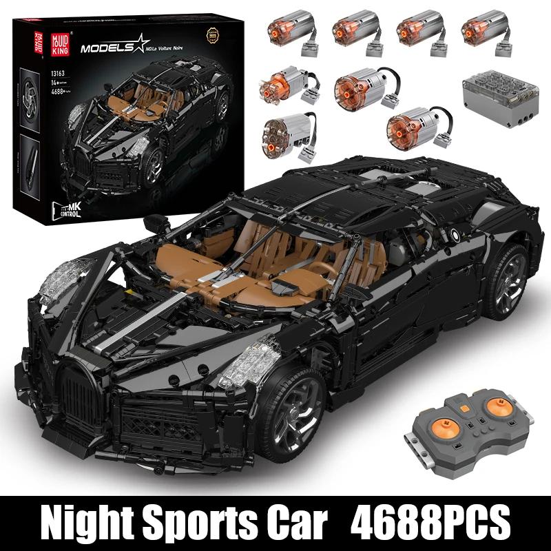 cxjva7 4688PCS Technical RC Car Toys The MOC Black La Voiture Noire Building Block Assembly Sport Car Brick Kids Christmas Gift