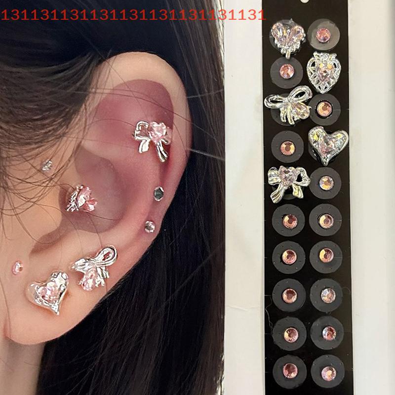 20 Patches Butterfly Flower Shape Crystal Ear Seed Acupuncture Auricular Disposable Ear Stickers Massage Therapy Needle Patch