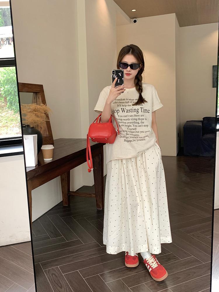 2026 Spring/Summer Polka Dot A-line Skirt for Women - Slimming & Versatile Hip-Covering for Early Autumn Casual Wear