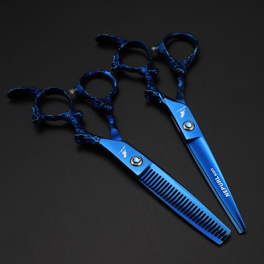 6.0 Inch Blue Dragon Handle, Hair Scissors, Hair Scissors, Flat Scissors, Bangs Scissors, Tooth Scissors, Thin