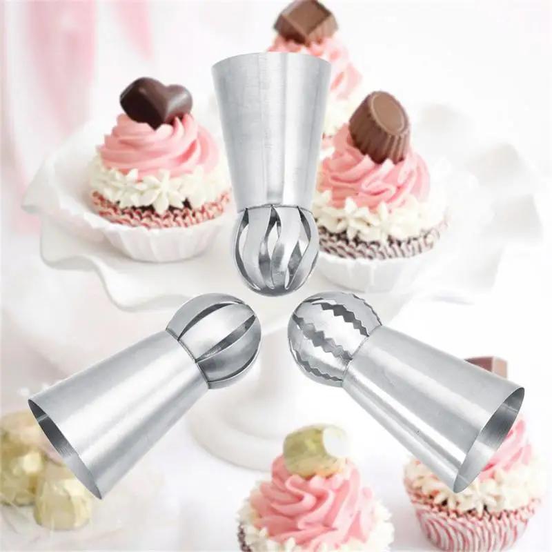 Hot 3Pcs Stainless Steel Pastry Tip Torch Icing Nozzle Tips For Frosting Cupcake Cake Decorating Puff Making Baking Kitchen Tool