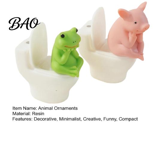 Unique Shelf Display Items 2Pcs Resin Meditation Pig And Frog Figurines, Funny Toilet Animal Ornament for Desktop Birthday Gift Kids Bookshelf Decor,