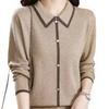 Mom's autumn clothes new early autumn doll collar sweater thin spring and autumn lapel collar long-sleeved knitted bottoming shirt women