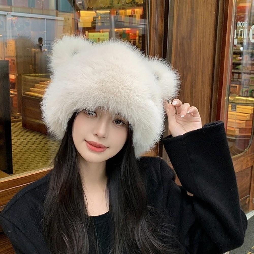 Brimless Fur Hats Thicken Mongolian Hat Fashion Beanie Hat Autumn and Winter