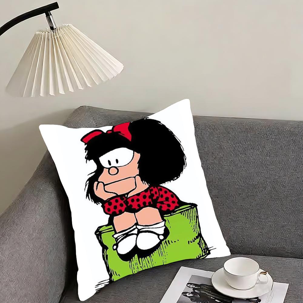 

Cute MMafaldas Cartoon Cushion Cover Pillowcase Ultra Soft Skin Friendly Fabric Cloud Like Comfort Concealed Zipper 30x30cm