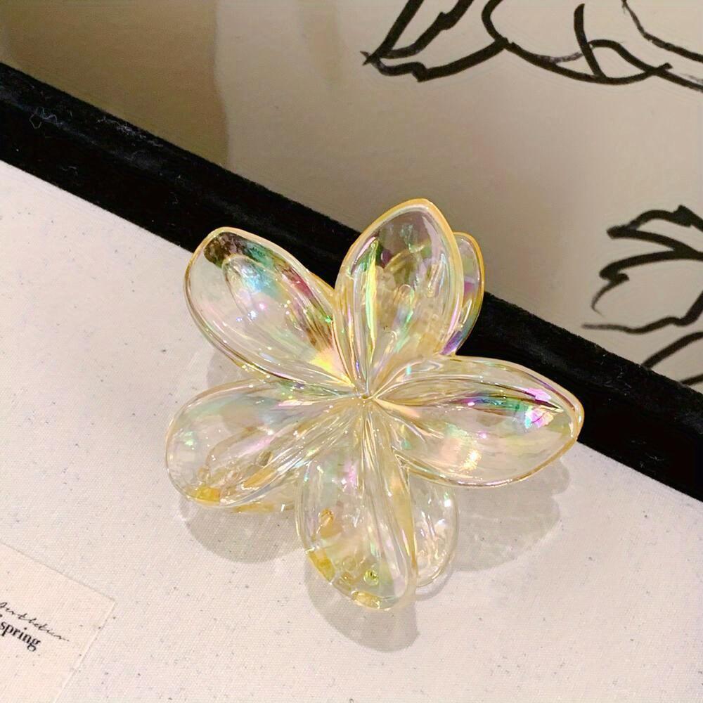 Bohemian Minimalist Resin Flower Hair Clips, Transparent AB Color Gradient, Non-Slip, for Thick Hair, Braid Styling, Hawaiian Easter New Year Gifts