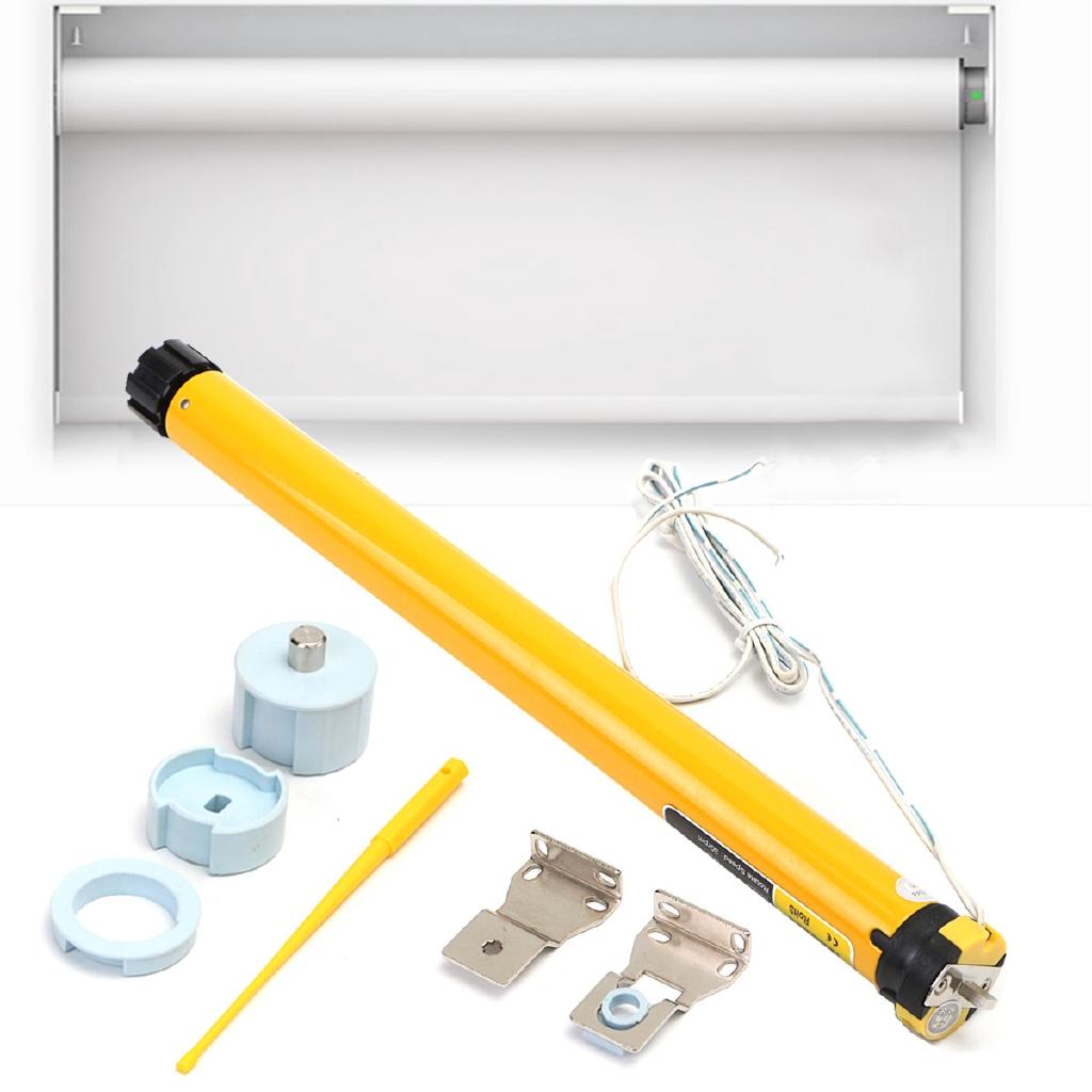 Kit DIY 30 tr/min Haute Qualité Noir & Jaune CC 12V Moteur Tubulaire Électrique pour Store Roulant / Stores Ensemble 11W 25mm