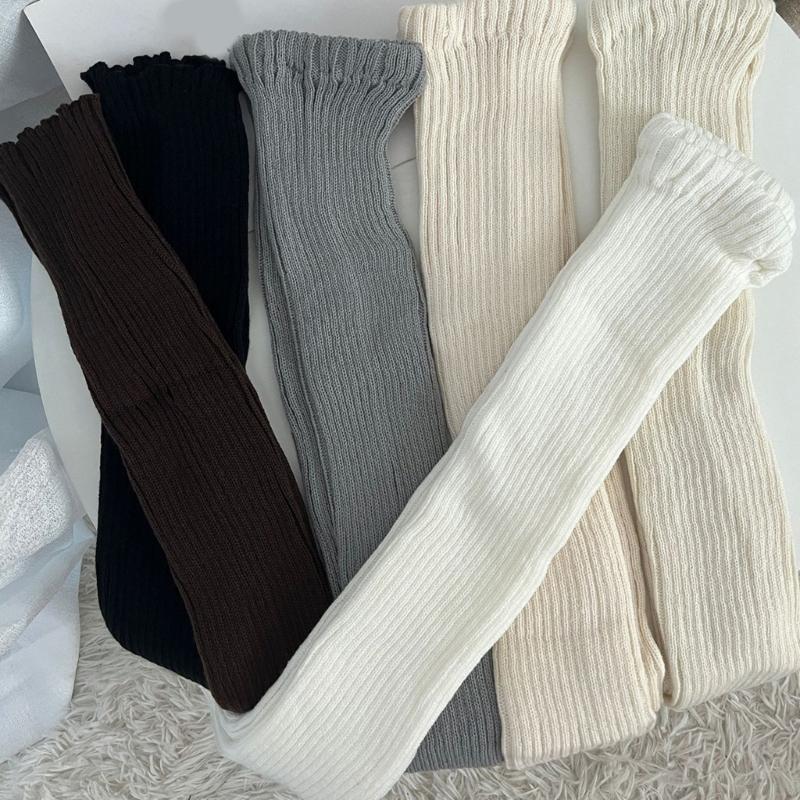 Women Color Knit Long Socks Subcultures Leg Warmers Winter Warm Ankle Heap Socks Thigh High Stocking Harajuku Boot Socks