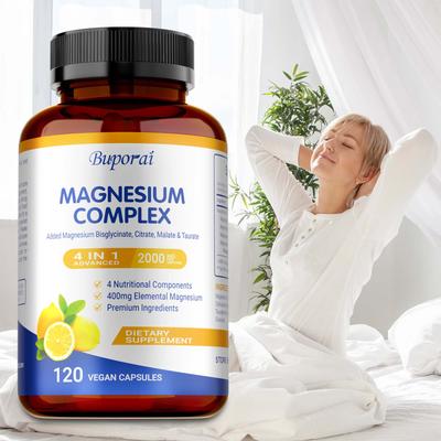 Magnio glicinato kompleksas 4-in-1 - 2000 mg porcijoje, magnio bisglicinatas, magnio citratas, magnio malatas ir magnio tauratas