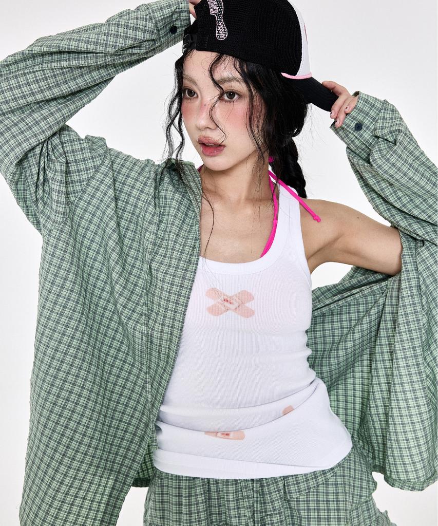 Yegeu Check Hoodie Green