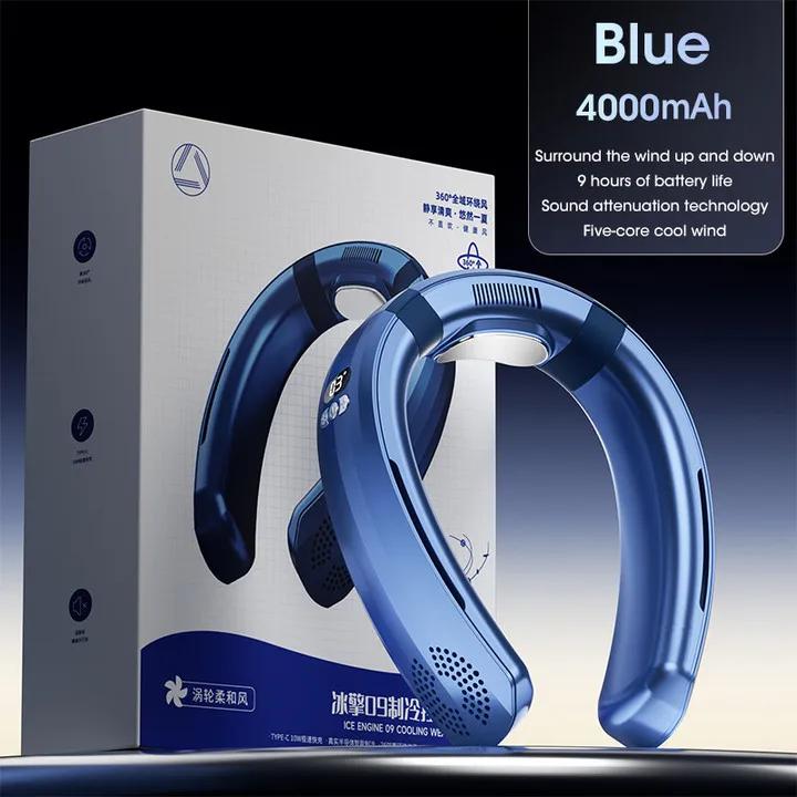 USB Rechargeable 4000mAh Portable Neck Fan Bladeless Silent 3-Speed Hanging for Travel Office Outdoor Wireless