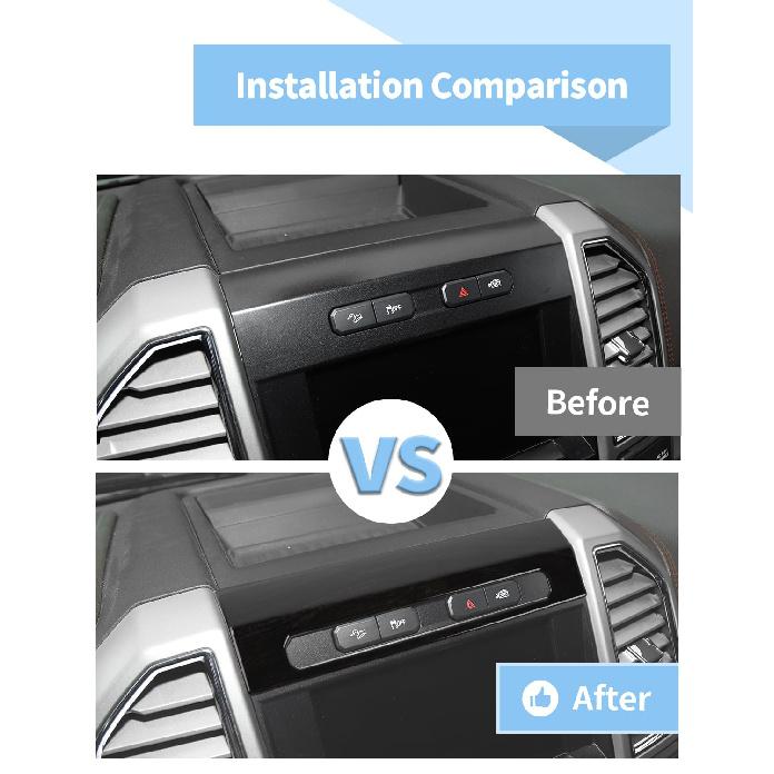 

Voodonala Emergency Light Switch Panel Trim Decorative Compatible with Ford F150 2015-2020, Black Wood Grain