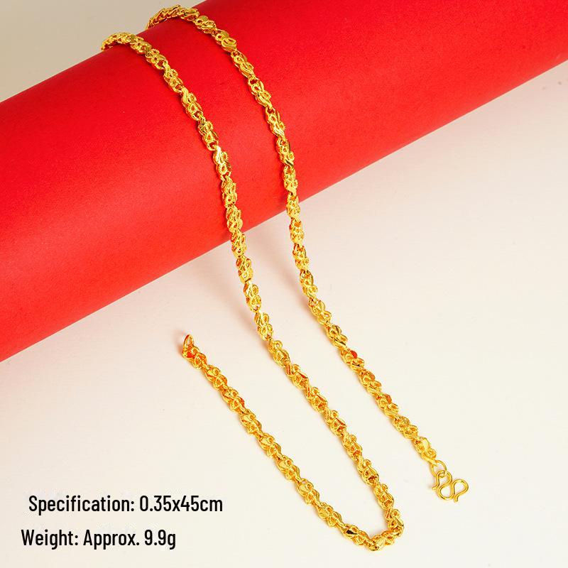 Elegant Sand Gold Clavicle Pendant Necklace for Women - High-End Imitation Gold Chain 