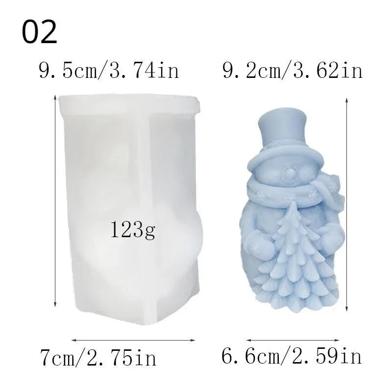 New Cute Hat Scarf Snowman Candle Silicone Mold Hold Snowflake Christmas Tree Plaster Soap Resin Mould HOME Decor Gift 2024