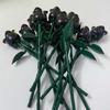 New 12 PCS Black Rose Building Block Set Plant Bouquet High Quality Simulated Roses Flowers Gothic Decoration Mother's Day Gifts