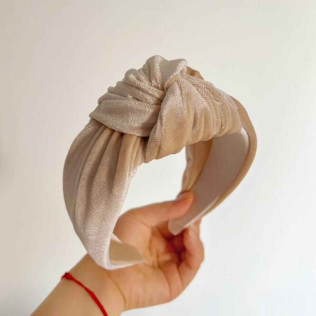 PROLY New Fashion Headband For Women Wide Side Warm Golden Velvet Hairband Center Knot Headwear Autumn Winter Hair Accessories