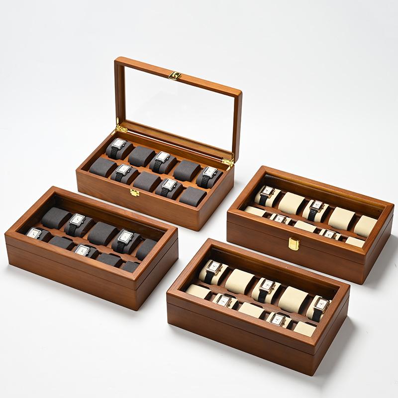 Oirlv 10 přihrádek Box na hodinky Dřevěná šperkovnice Organizer na hodinky Pouzdro Pánské Dámské Mechanické hodinky Úložné pouzdro Box na vystavení náramkových hodinek
