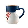 Stylish Ceramic Drinking Cup With Lovely Heart Handle And Fade Resistant Print Color Changing Coffee Mug