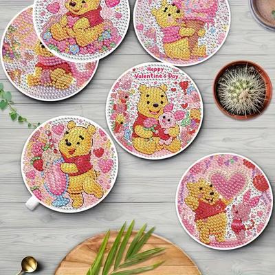 8pc/sets Little Bear's Dessert Diamond Painting Coasters DIY Diamond Art Coasters 5D Full Drill Diamond Coasters Acrylic Round Cup
