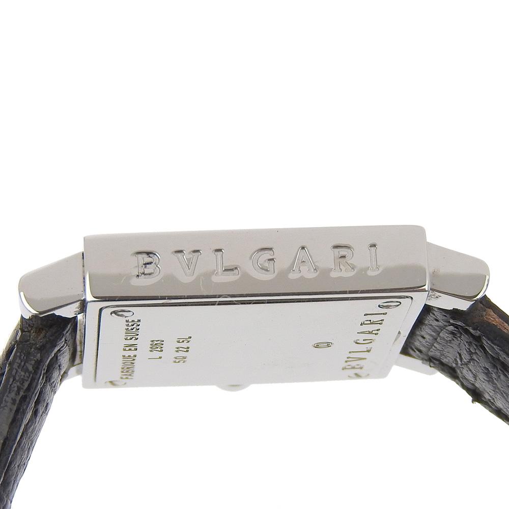 Bvlgari Quadrat Watches SQ22SL blackDial Stainless Steel/Embossed Leather Quartz Analog Display Women Used