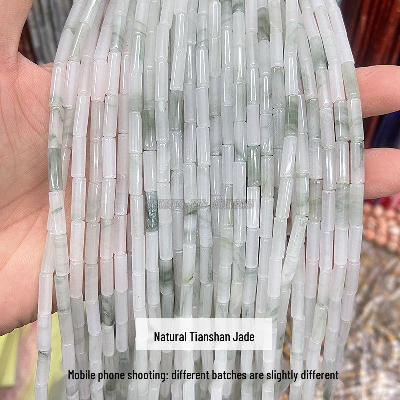 8/10mm Natural Tianshan Jade Old Shape Beads - Ice Jade Stone Apple Beads for DIY Jewelry