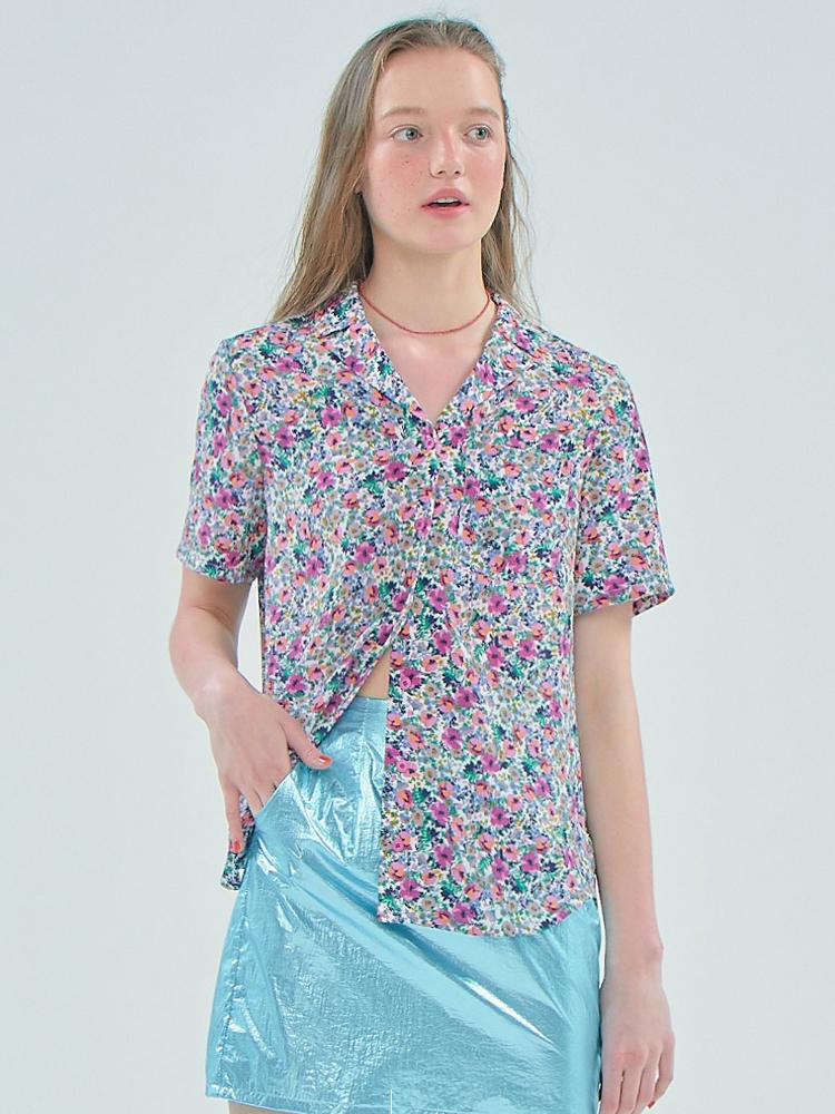 JUNEJUNE SPACE Floral Shirts_White(Floral Short Sleeve Shirts_White)