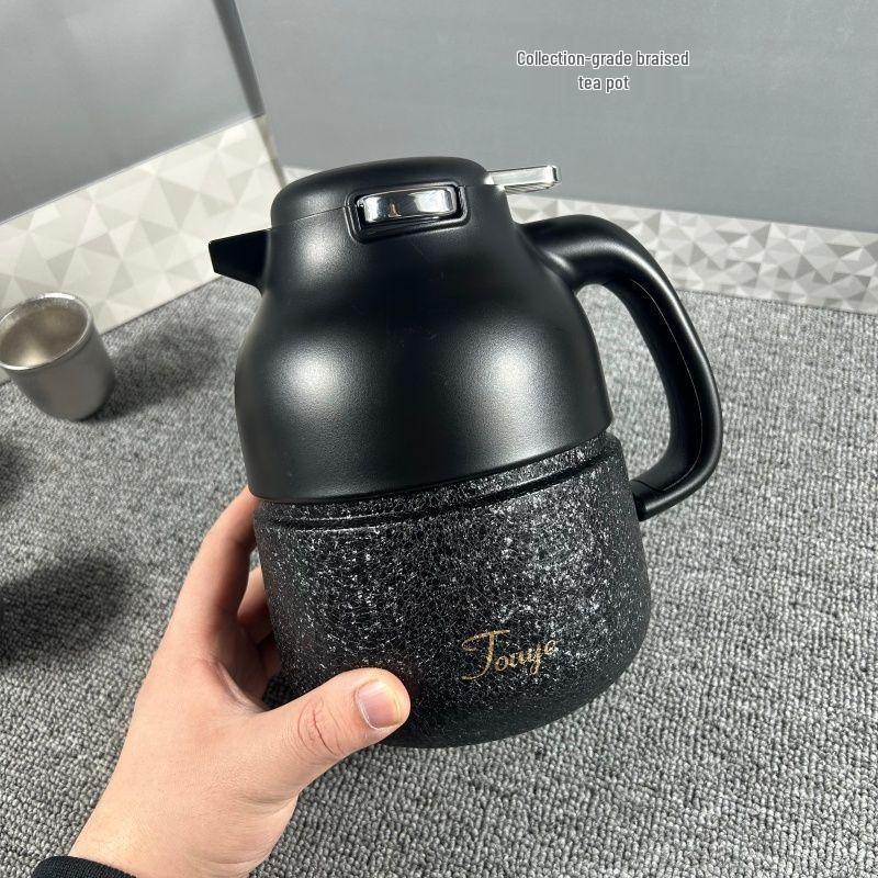 High-End 1600ml Portable Tea Stew Pot - Titanium Alloy and Insulated, Large Capacity, Black 1600ml чёрный