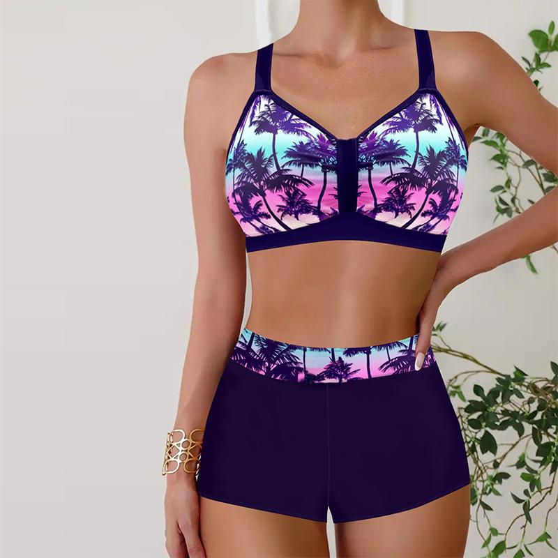 

Женские купальники, бикини, комплект из 2 предметов, купальник с открытой спиной, пляжная одежда с лямкой на шее, красный купальный костюм с принтом кешью, купальник с подвесным вырезом 5XL фиолетовый