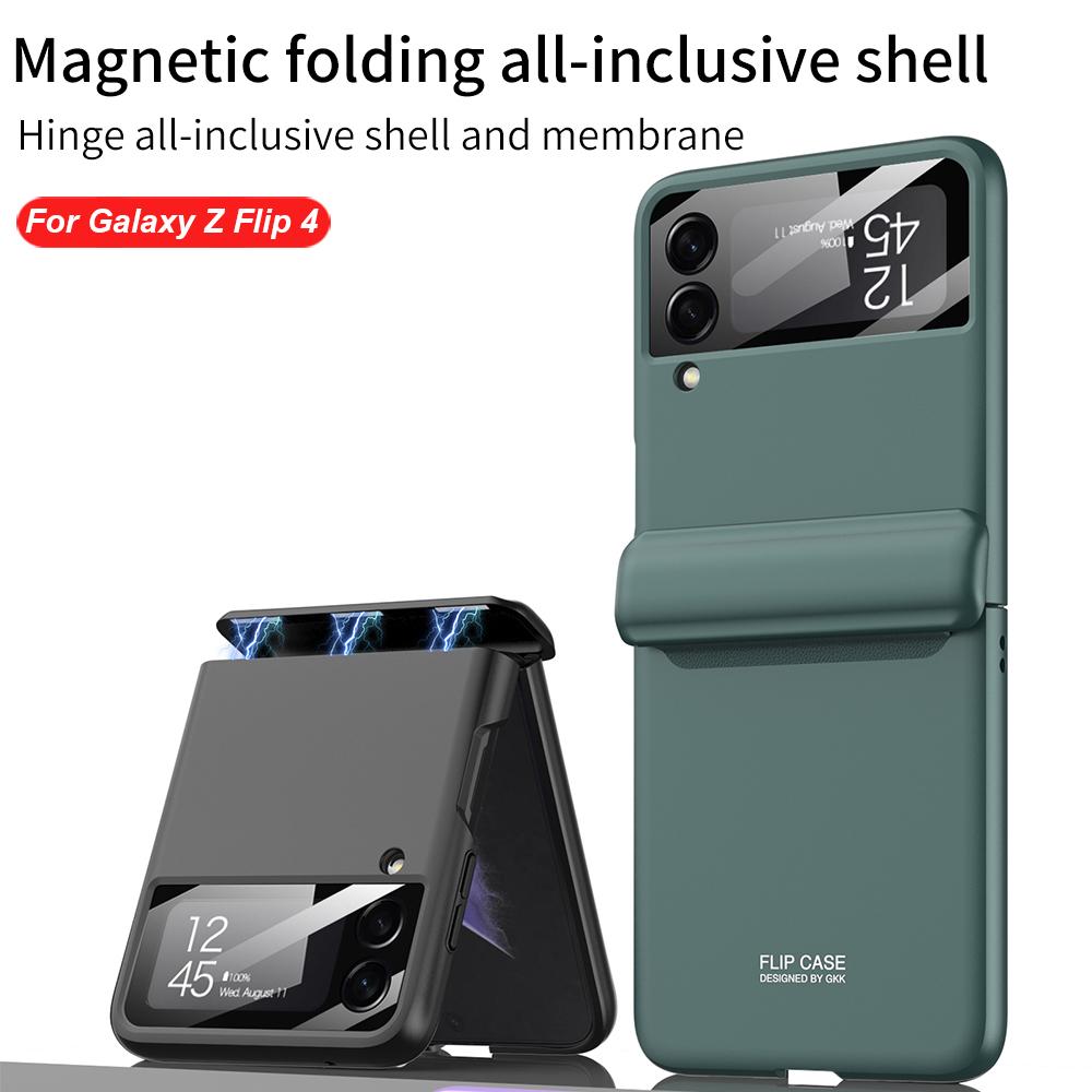 Magnetic Hinge Shockproof Matte Case For Samsung Galaxy Z Flip 4 5g Full Body Hard Armor Cover For Samsung Z Flip4 Magnetic Case