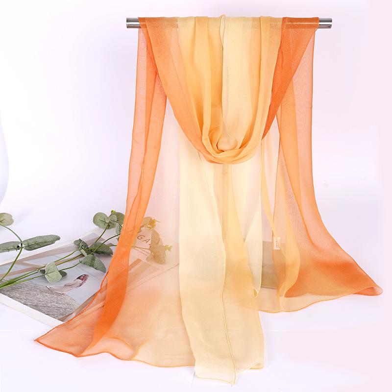Damen Schal aus Seide mit Farbverlauf: Vielseitiger, leichter Schal für den Sommer, Tanz und Körperformung, lang und dünn aus Georgette.