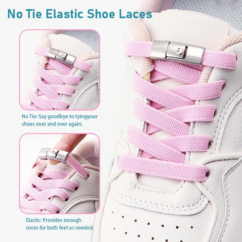 Flat Elastic Shoelace for Sneakers Sport Tieless Shoe Laces Press Lock No Tie Shoelaces One Size Fit All Adult Kids 1Pair/2Pair