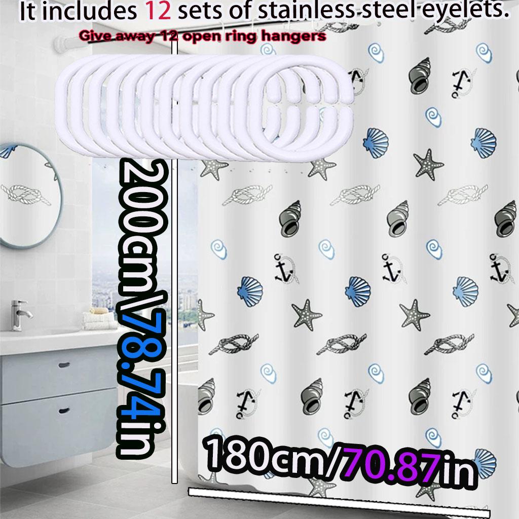 Simple small shell shower curtain Bathroom waterproof curtain opaque privacy protection easy to scrub toilet decoration curtain