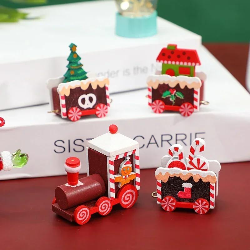 Christmas Wooden Small Train Children Kindergarten GiftTrain Desktop Decoration Ornaments Christmas Decorations Children Gifts