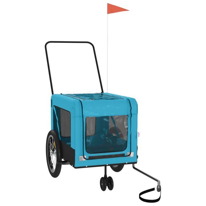 VidaXL Pet Bike Trailer Blue and Black 93939