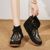 2025 Autum Retro Bohemia Women Tassels Round Toe Short Boots Winter Casual Flat Rivet Buckle Flat Suede Ankle Boots Warm Shoes